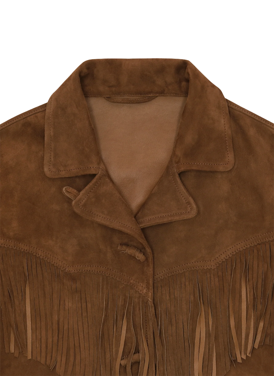 Deva Suede Jacket with Fringe - Fortela
