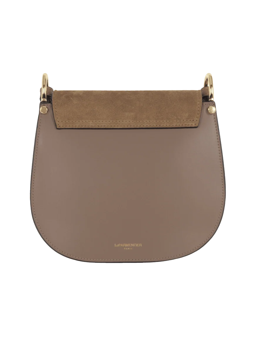 Agave Suede And Smooth Leather Shoulder Bag in Taupe - LEPARMENTIER