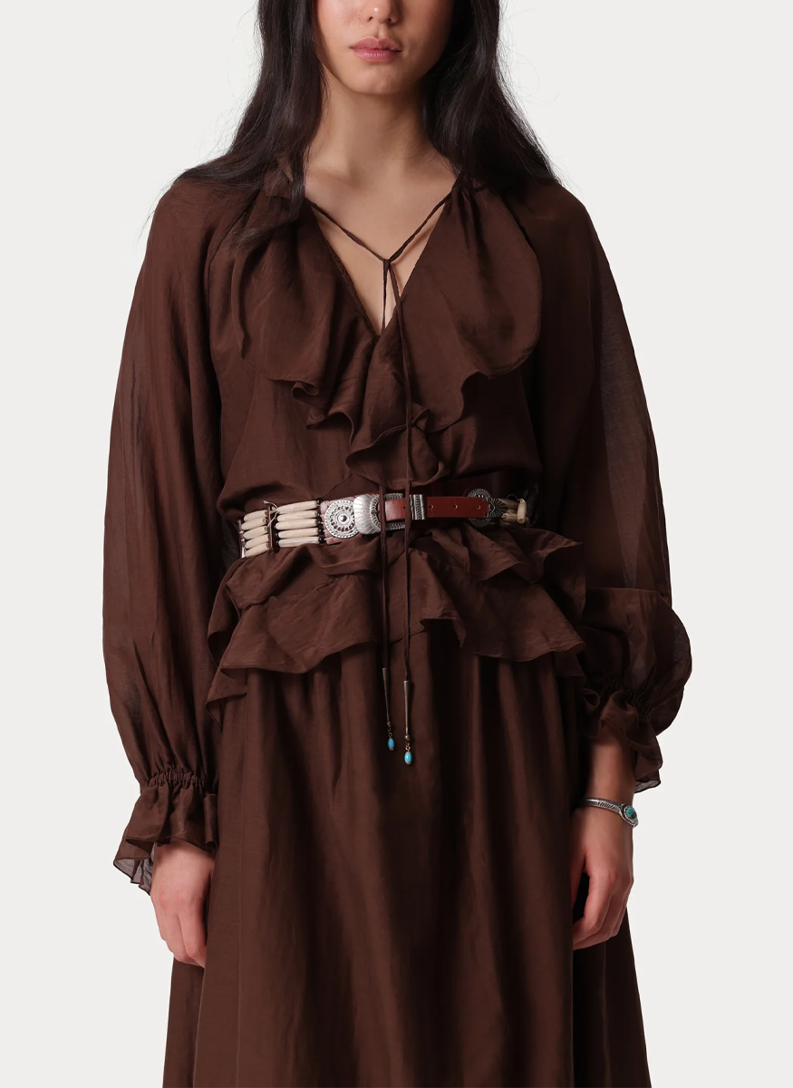 Tamika Calf Leather Belt with Beads and Studs - Fortela