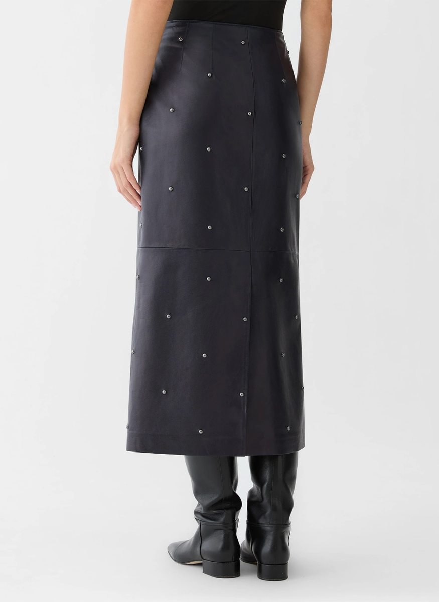 Studded Napa Leather Column Skirt - Lafayette 148 New York
