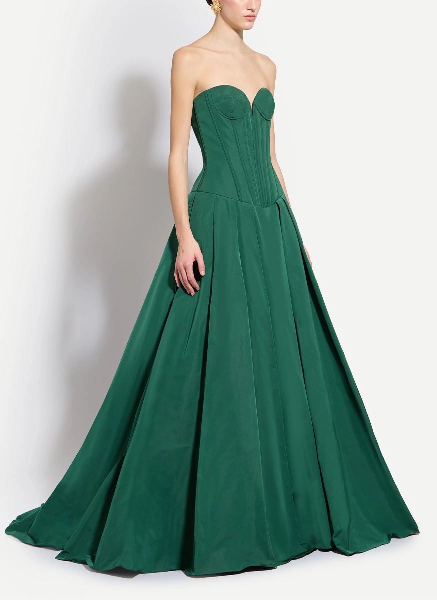 Faille Corset Top Wide Long Dress - Zuhair Murad