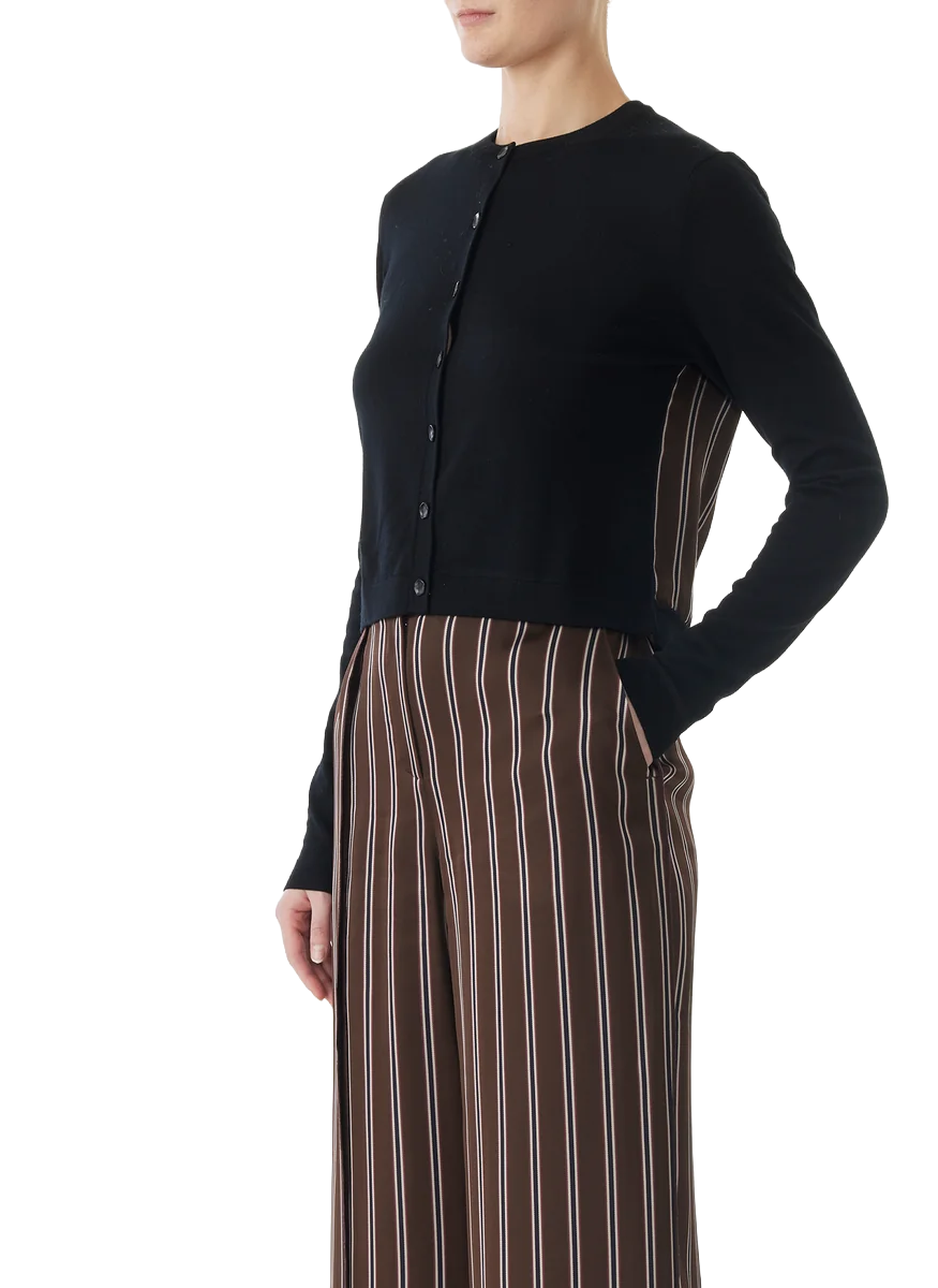 Merino Knit Cardigan with Woven Striped Back - Jason Wu Collection