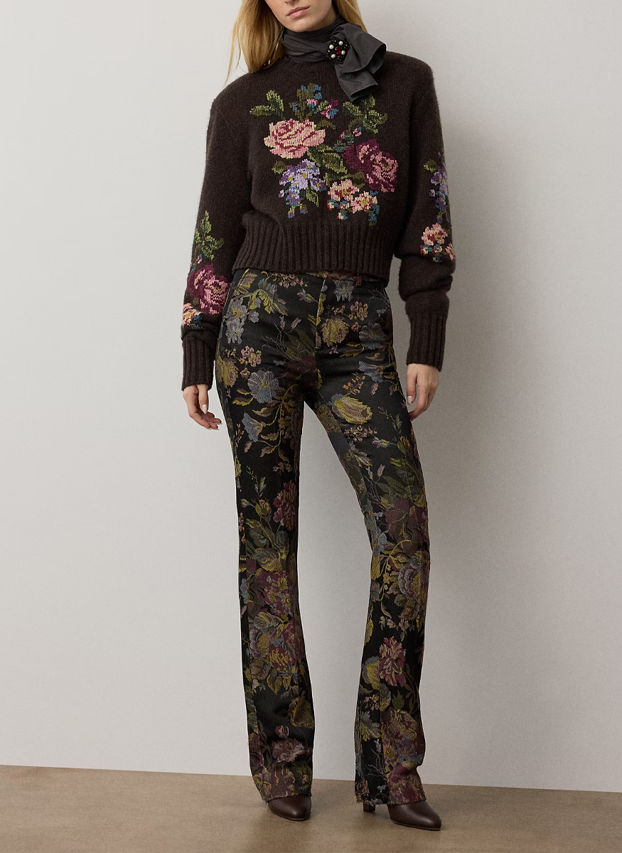 Floral Cashmere Crewneck Sweater - Ralph Lauren Collection