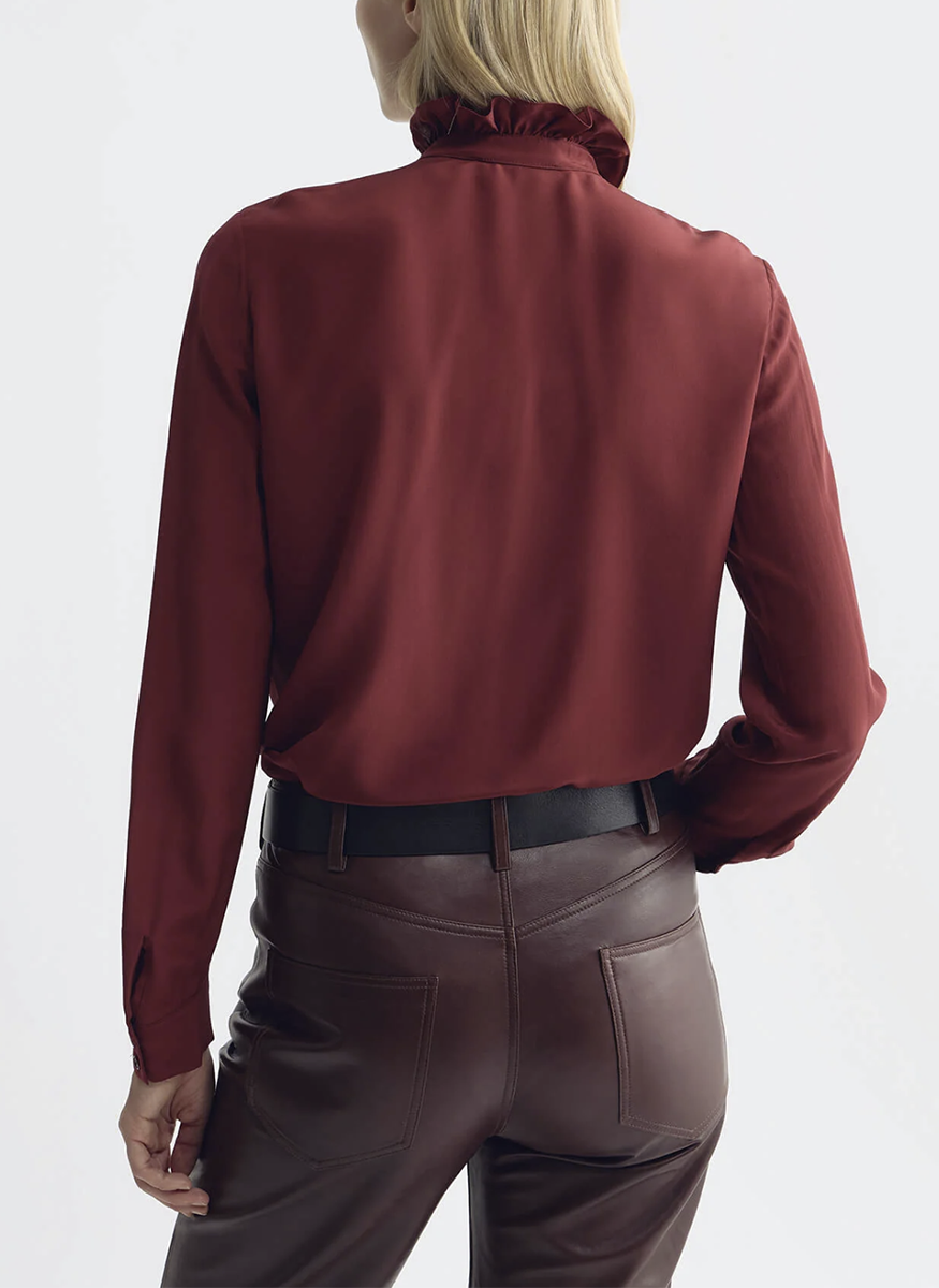 Lily Silk Blouse in Crimson - Nili Lotan