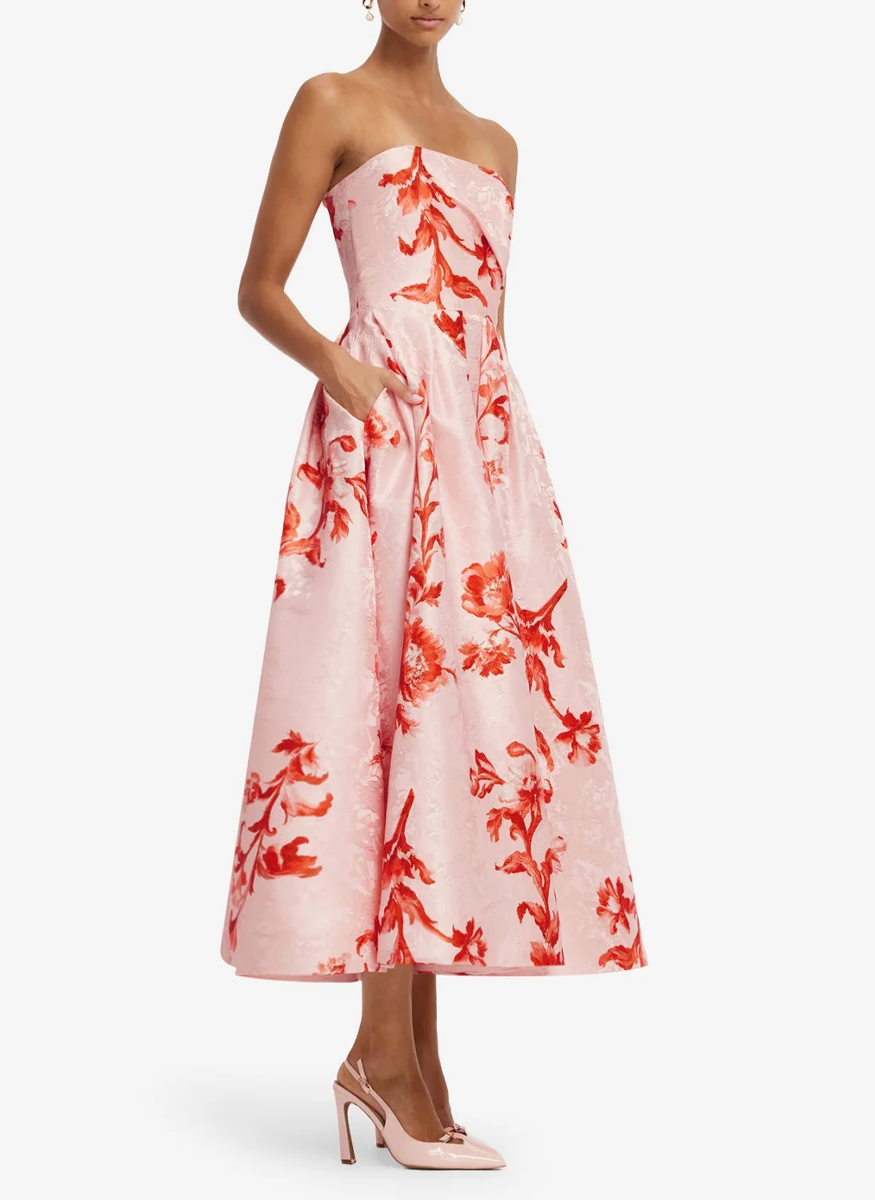 Lynn Jacquard Bustier Midi Dress - Leo Lin