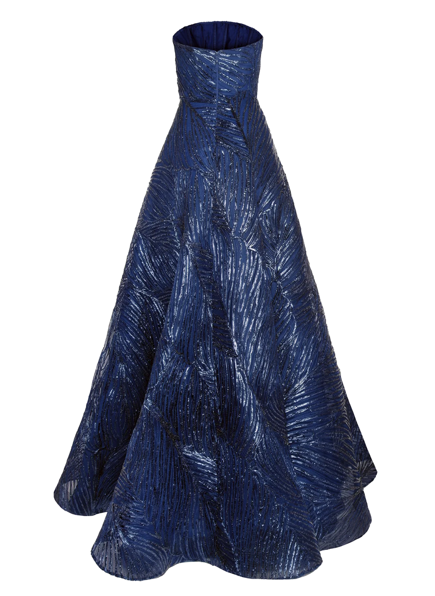 Metallic Raffia Strapless Gown - Naeem Khan