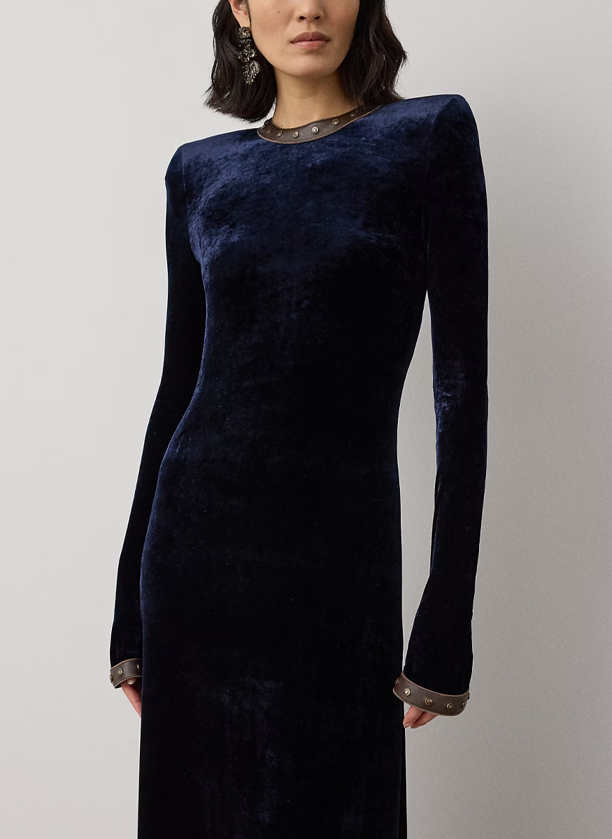 Nancie Velour Evening Dress - Ralph Lauren Collection