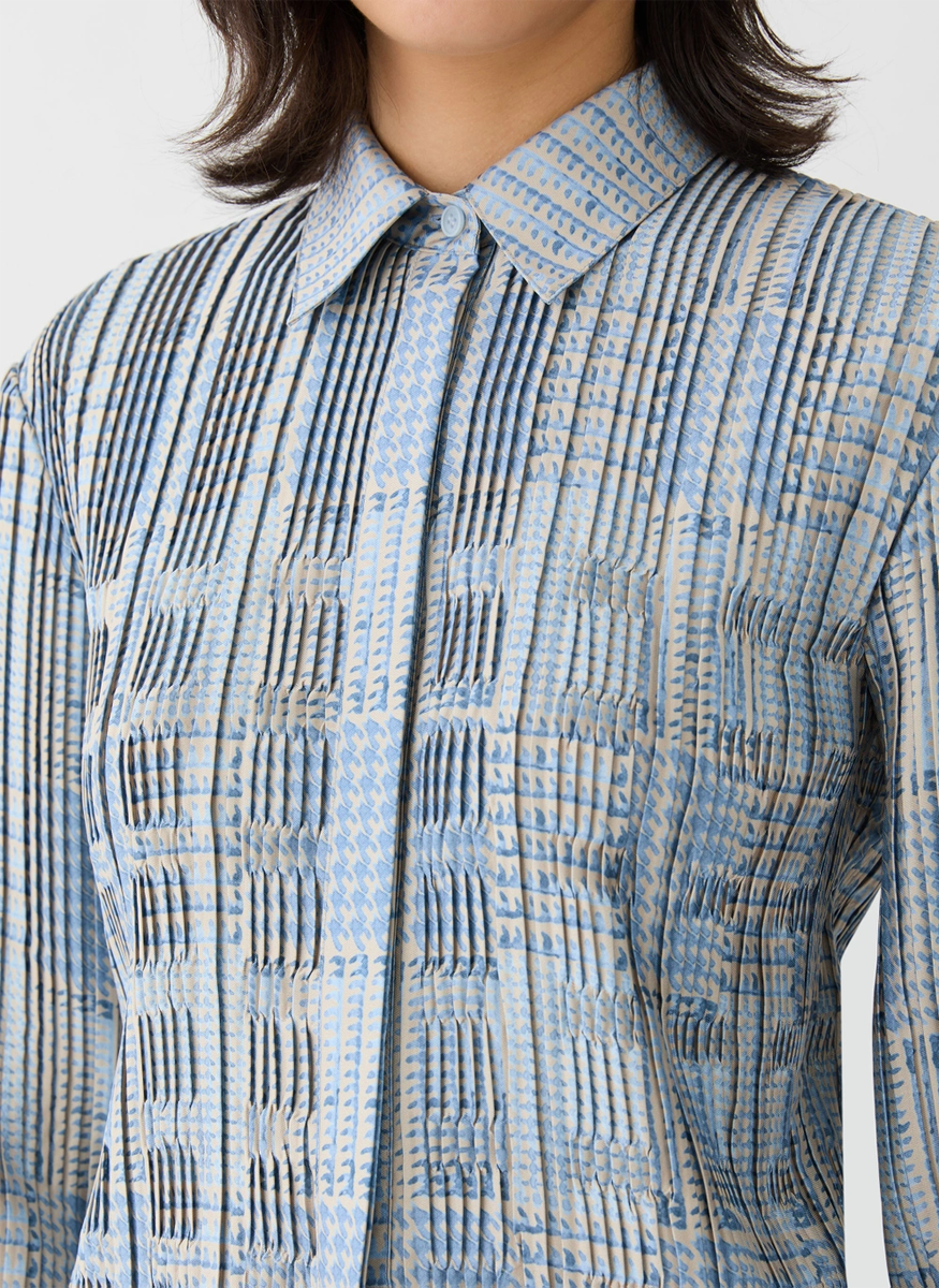 Basketweave Plisse Blouse - Lafayette 148 New York
