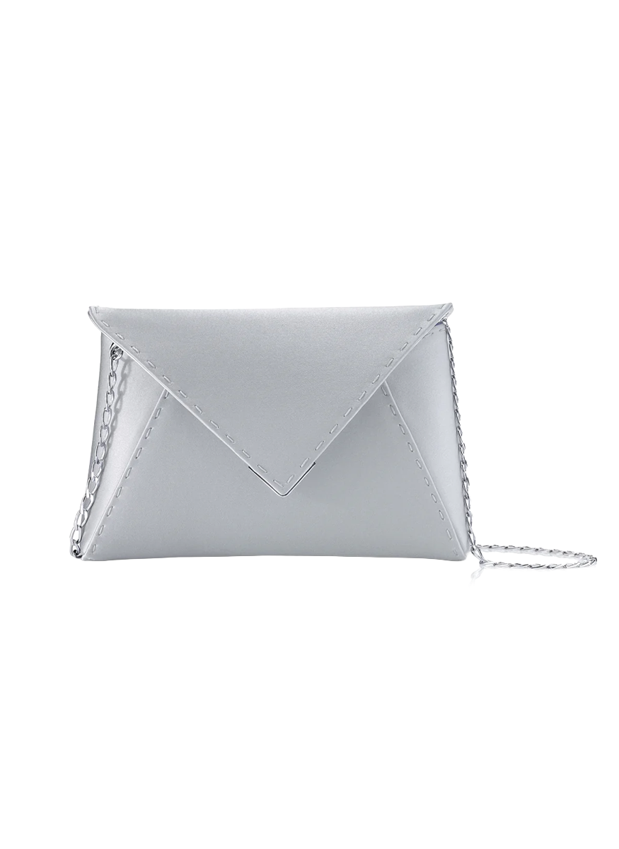 Lee Small Satin Clutch in Platinum - Tyler Ellis