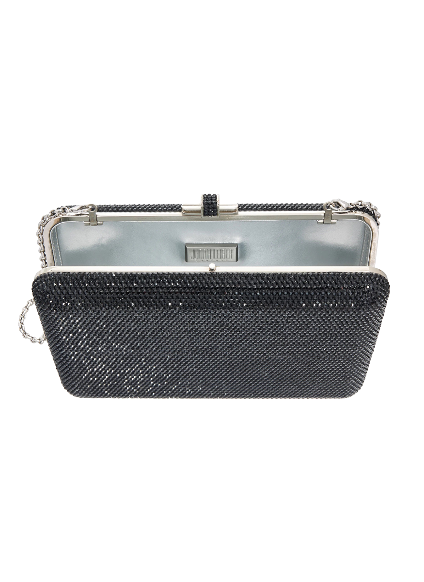 Slim Slide Crystal Clutch in Black - Judith Leiber Couture