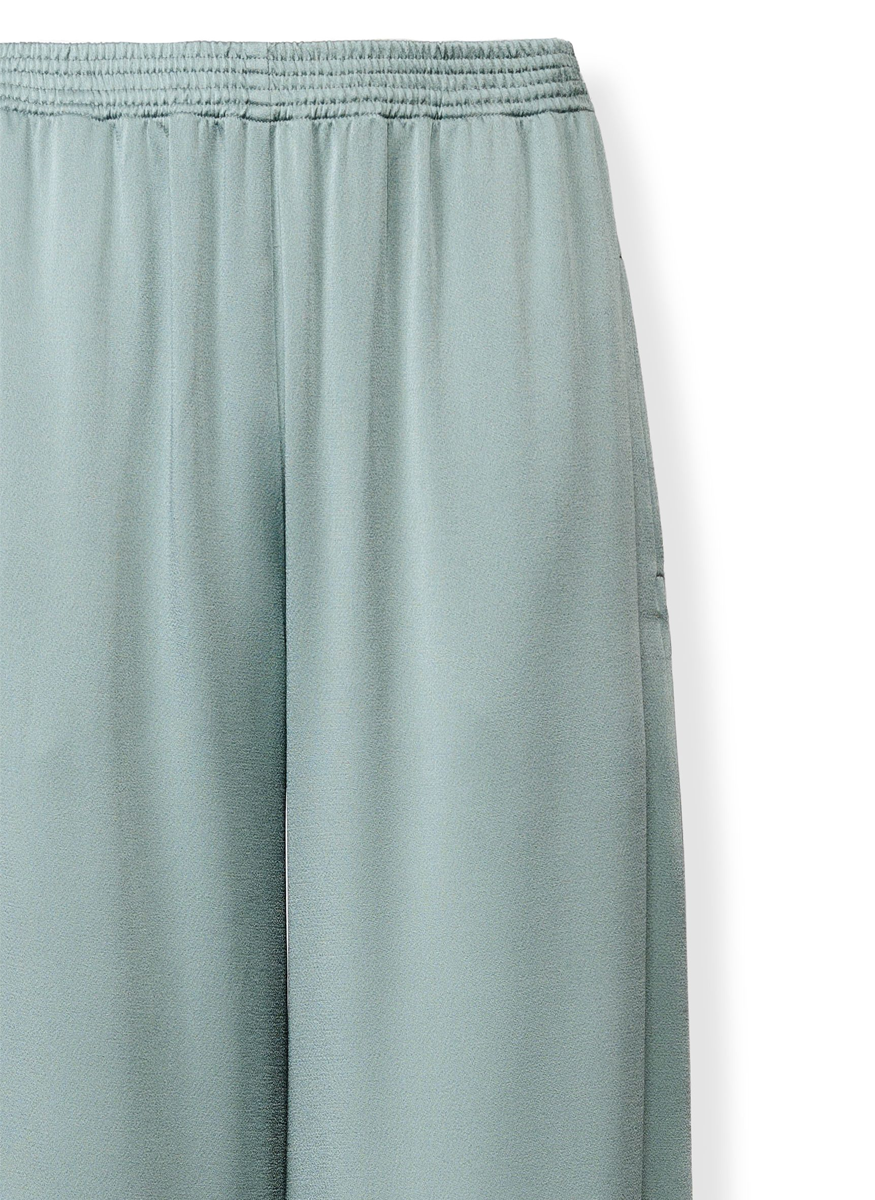 Enver Satin Wide Leg Trousers in Verde - Fabiana Filippi