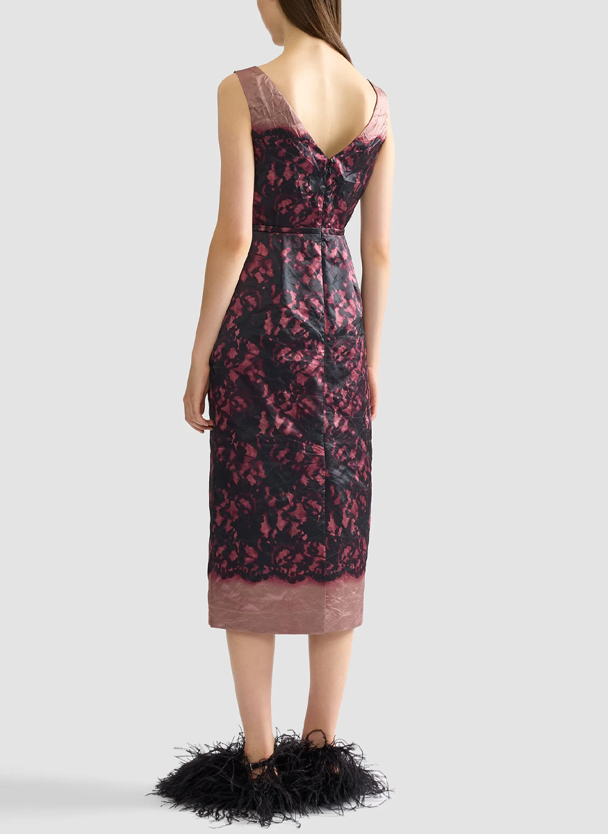 Printed Textured Satin Sleeveless Midi Dress - Erdem