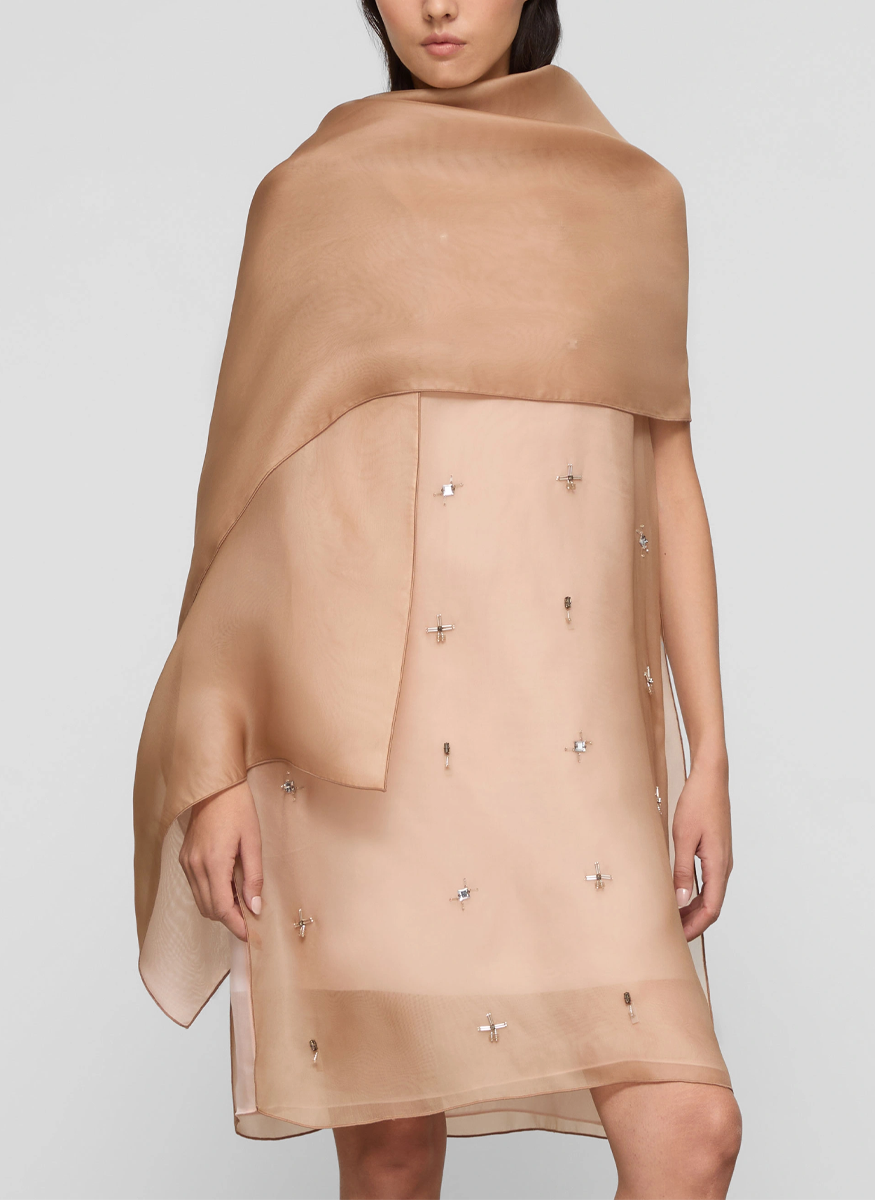 Two Tone Double Layer Silk Organza Stole - Lafayette 148 New York