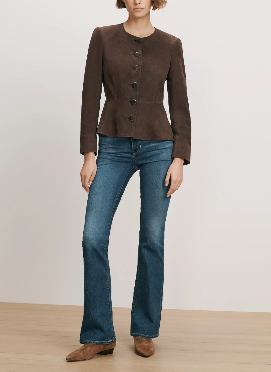 Quinn Suede Peplum Jacket - Veronica Beard