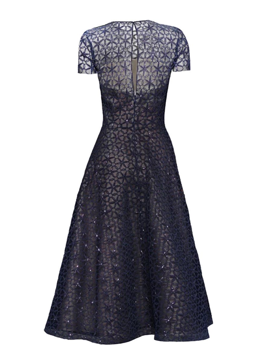 Short Sleeve Cording Cocktail Dress - Naeem Khan
