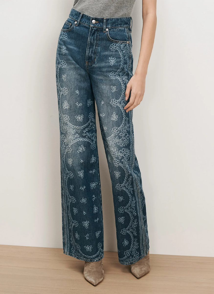 Taylor Bandana Wide-Leg Jean - Veronica Beard