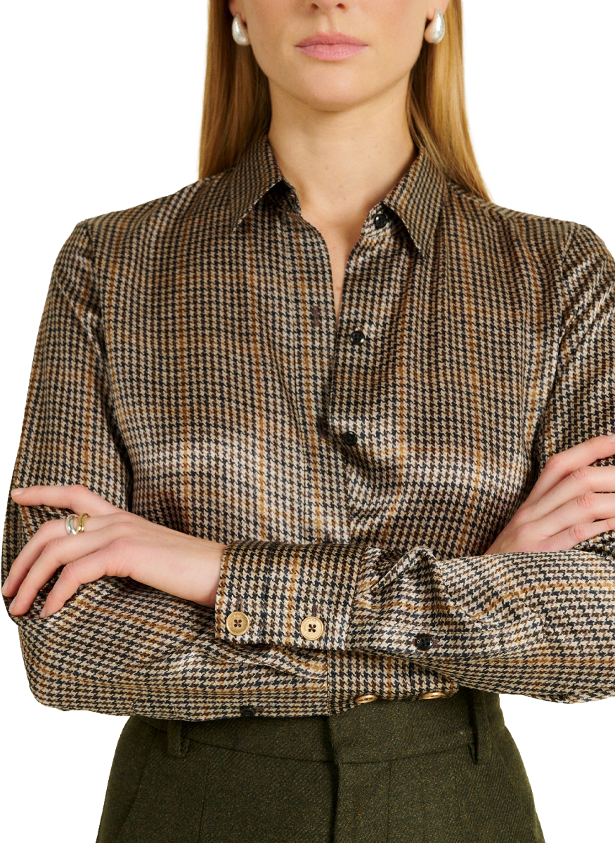 Chiara Herringbone Silk Top - DMN Paris