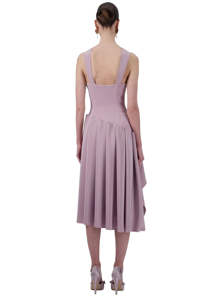 Assymetrical Pleated Midi Dress - Georges Hobeika