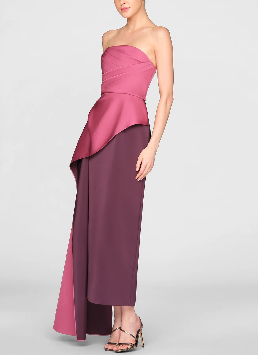 Diane Strapless Two Tone Gown - THEIA