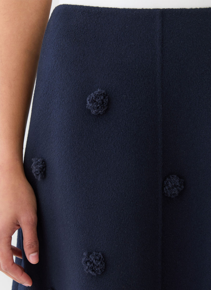 Wool-Cashmere Double Face Embellished Polka Dot Skirt - Lafayette 148 New York