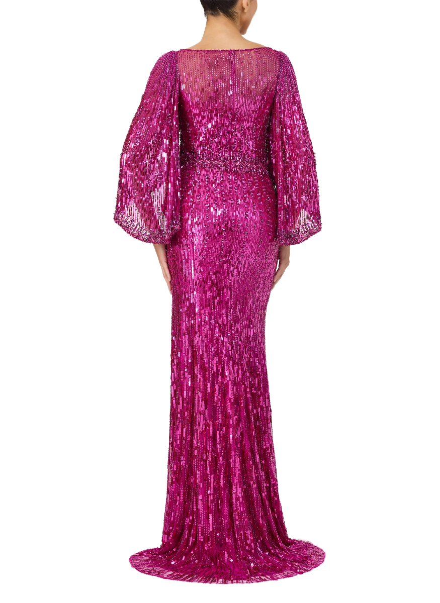 Ines Beaded Gown with Sleeves - Jenny Packham