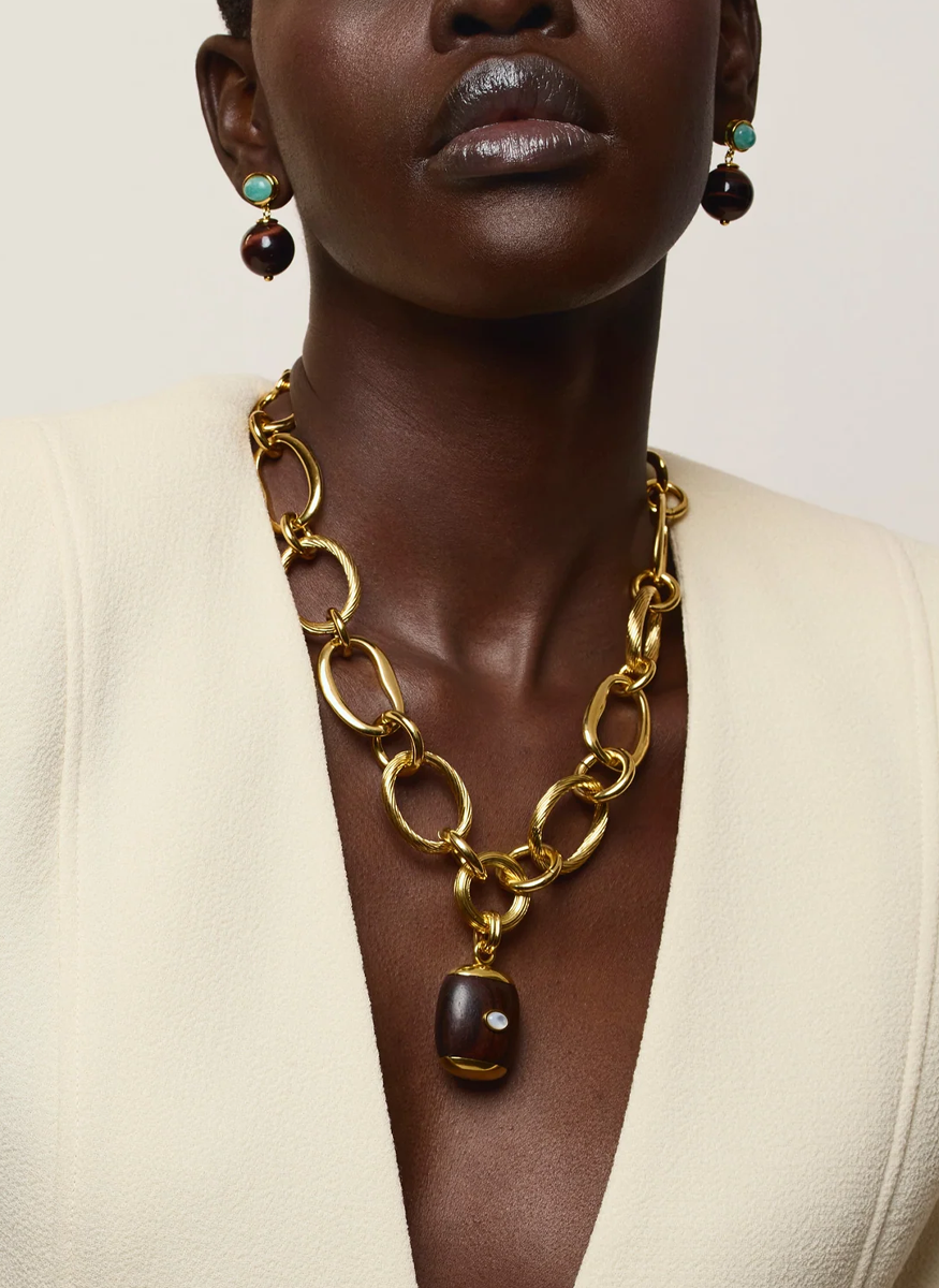 Umbria Earrings In Tiger's Eye - Lizzie Fortunato