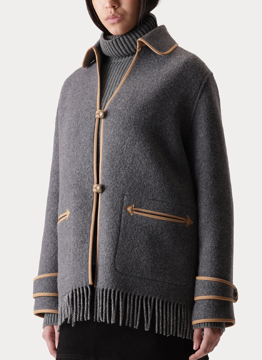 Danika Fringed Wool Coat - Fortela