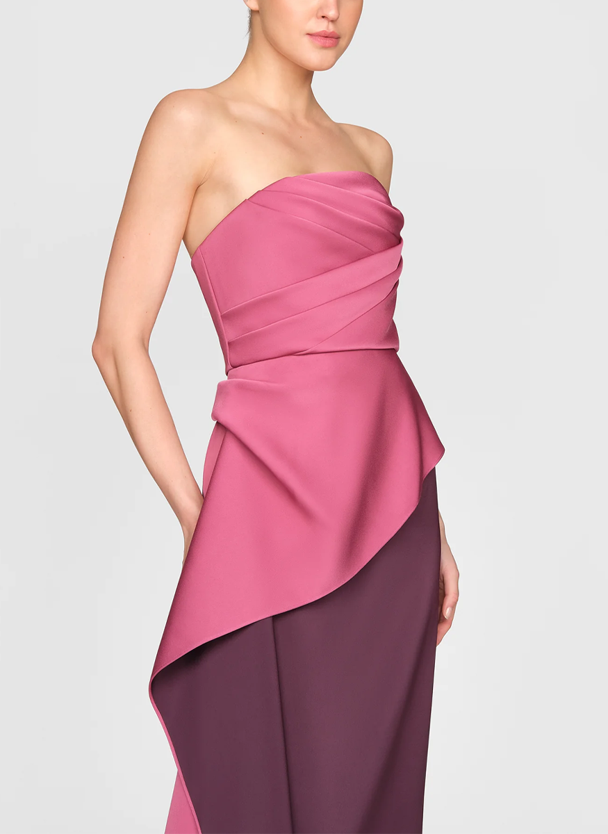 Diane Strapless Two Tone Gown - THEIA
