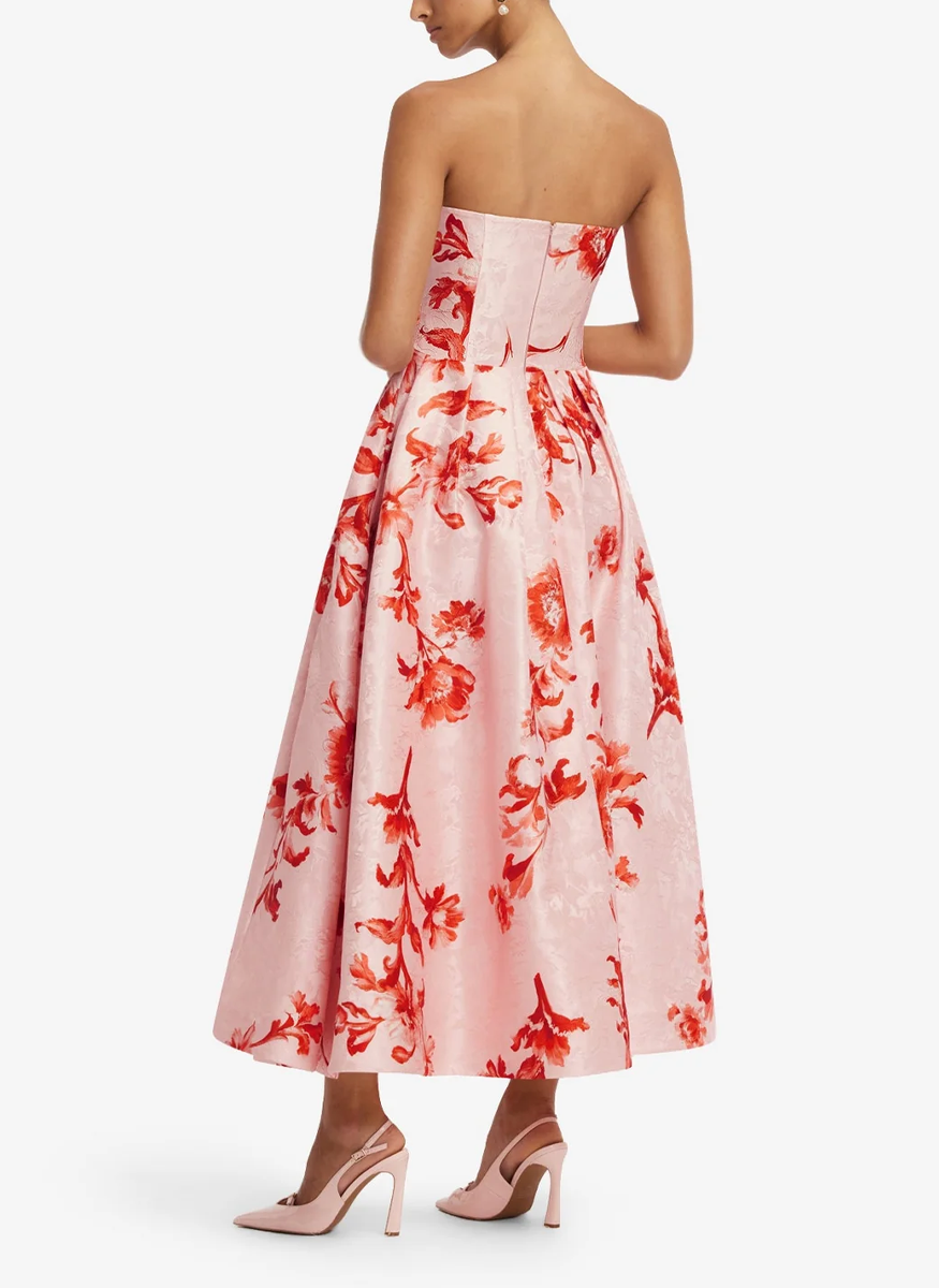 Lynn Jacquard Bustier Midi Dress - Leo Lin
