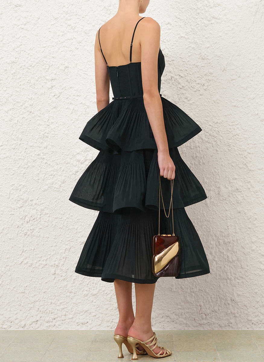 Pleated Tiered Midi Dress - Zimmermann