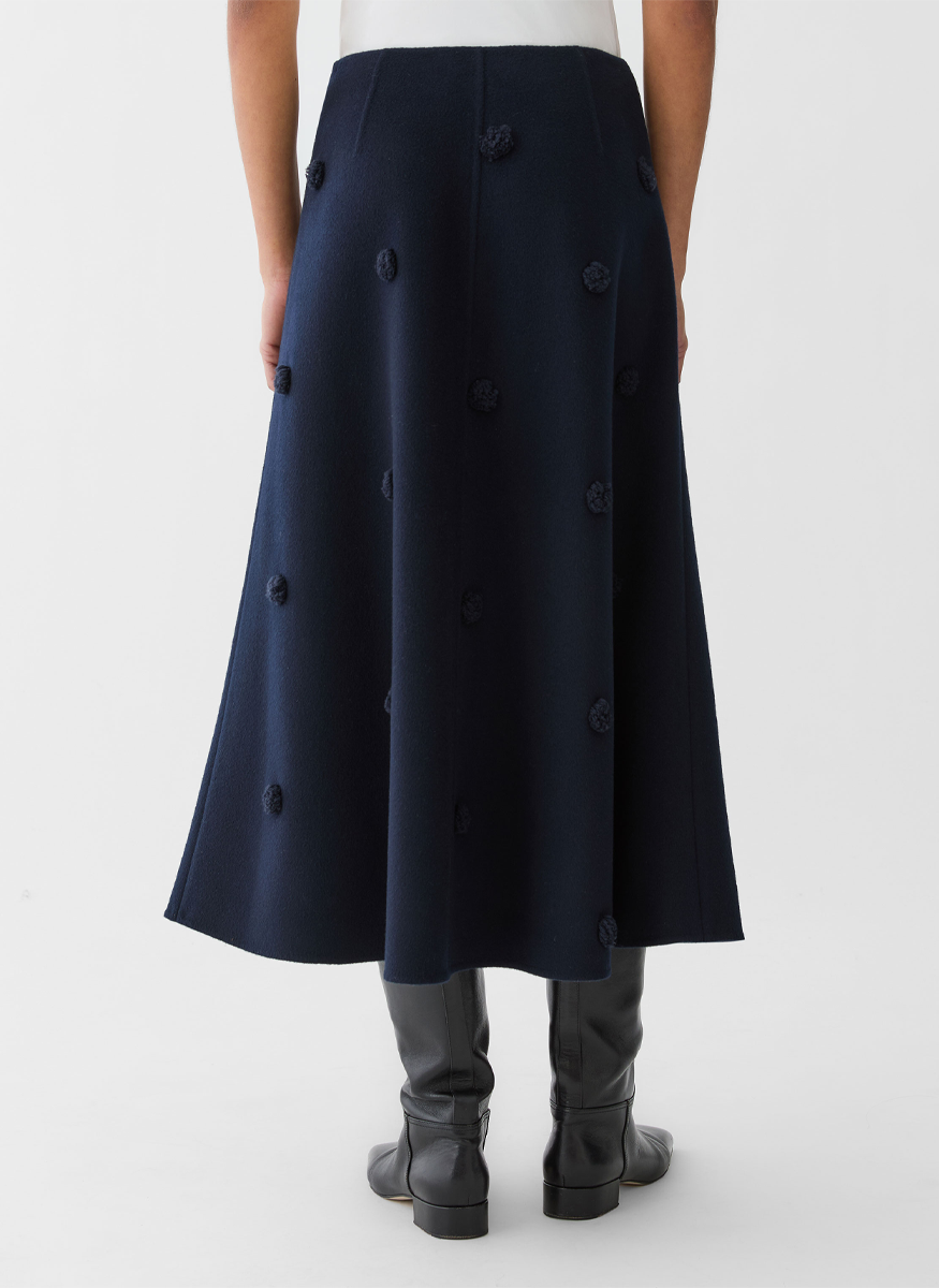 Wool-Cashmere Double Face Embellished Polka Dot Skirt - Lafayette 148 New York