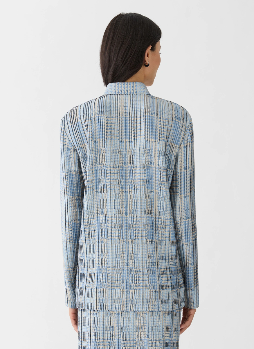 Basketweave Plisse Blouse - Lafayette 148 New York
