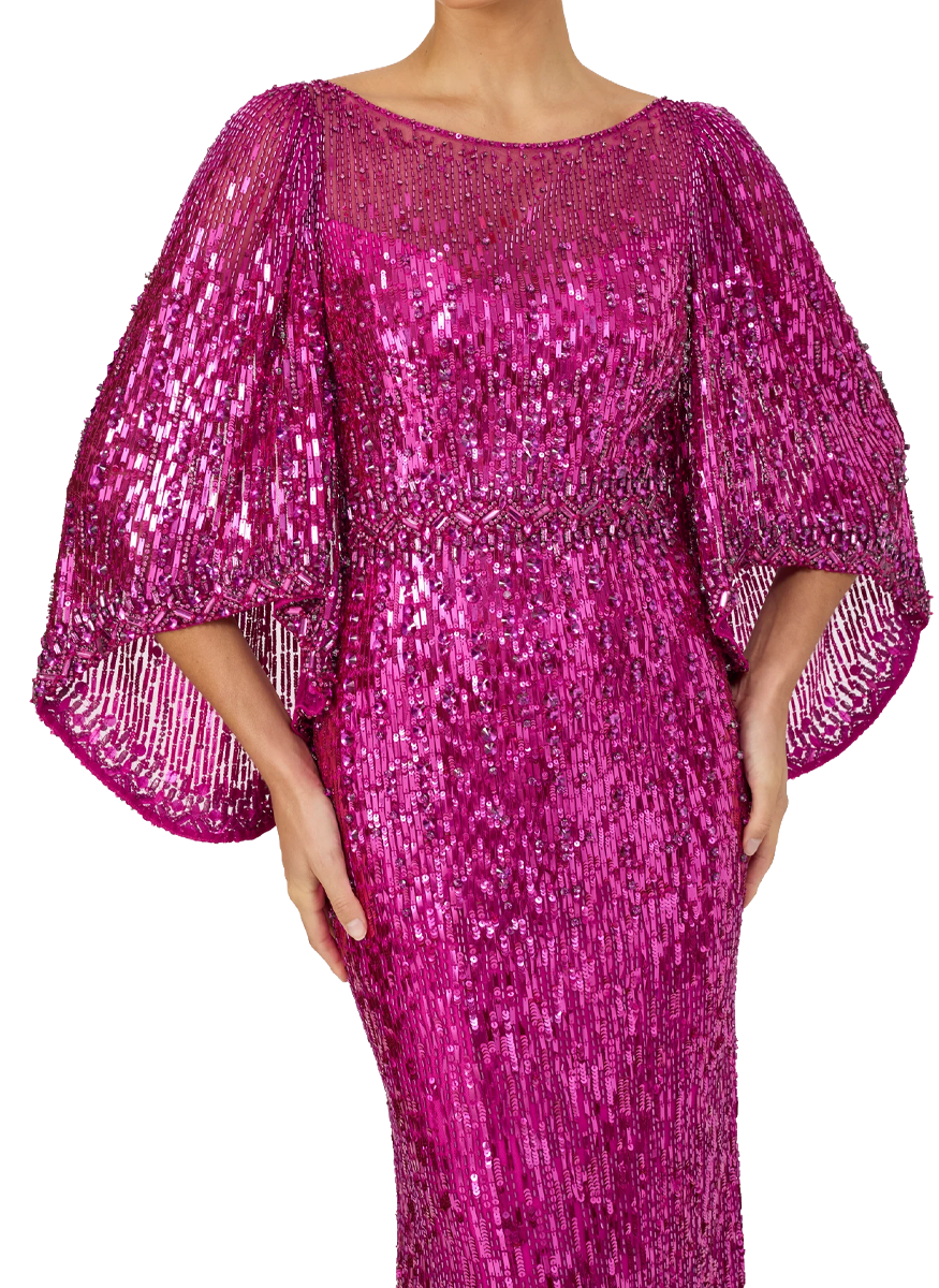 Ines Beaded Gown with Sleeves - Jenny Packham