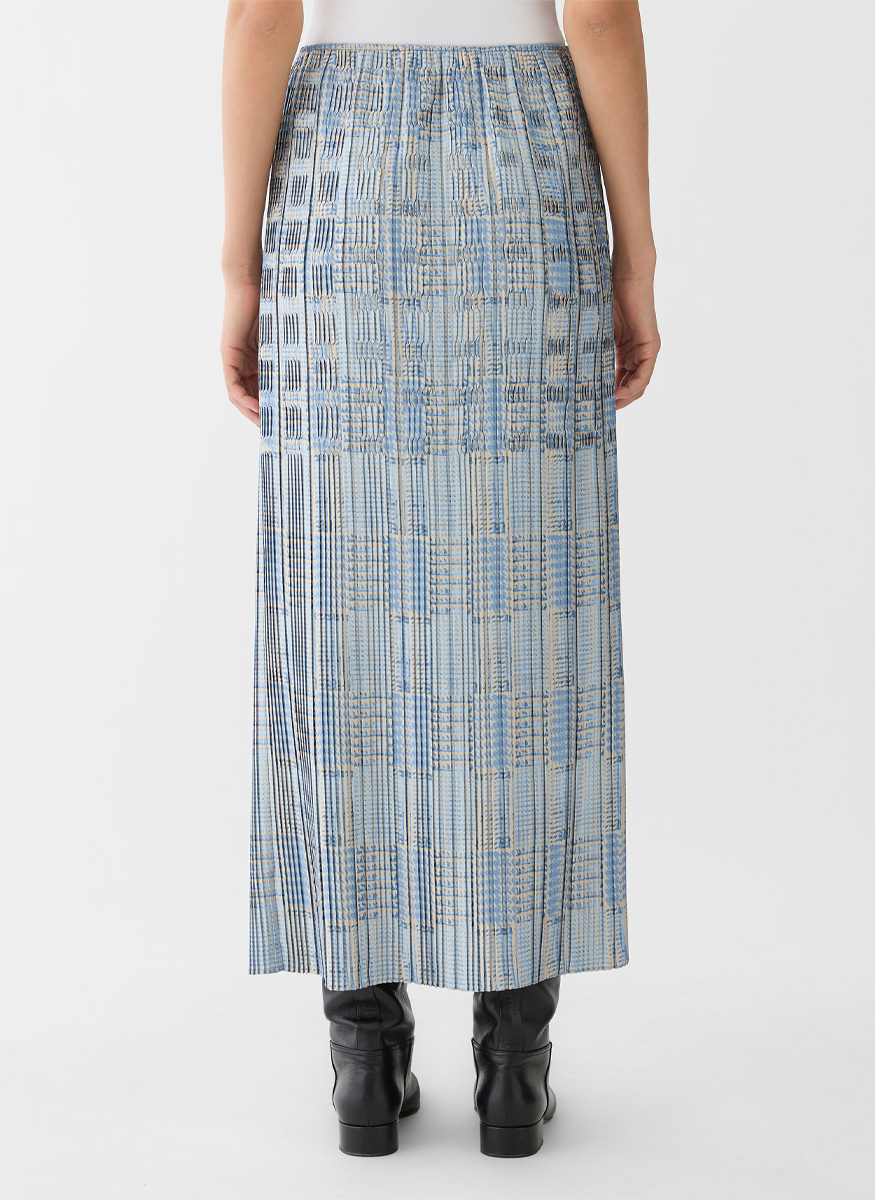 Glen Plaid Print Twill Plisse Skirt - Lafayette 148 New York