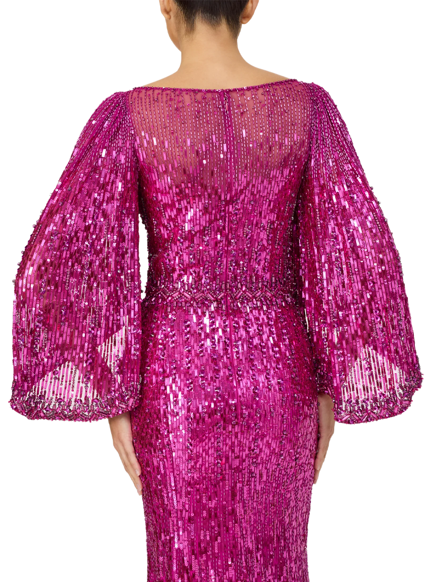 Ines Beaded Gown with Sleeves - Jenny Packham