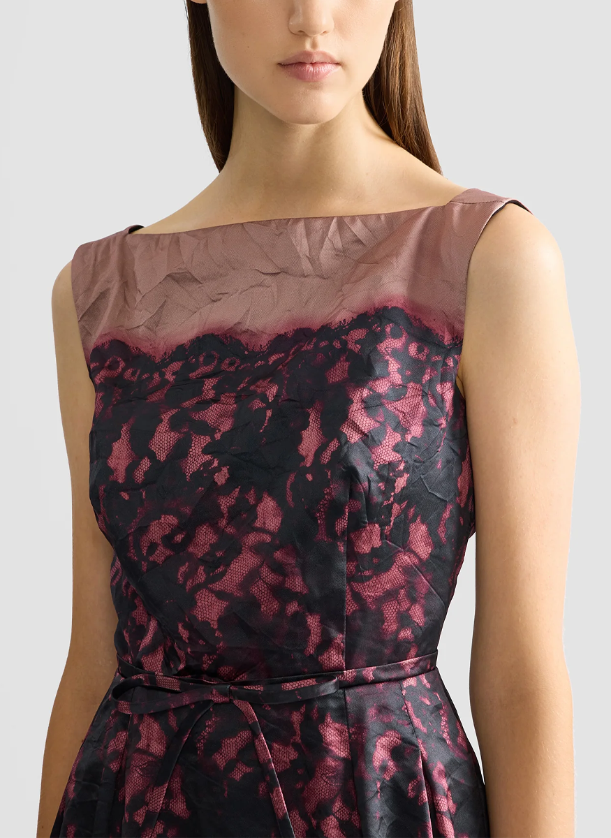 Printed Textured Satin Sleeveless Midi Dress - Erdem