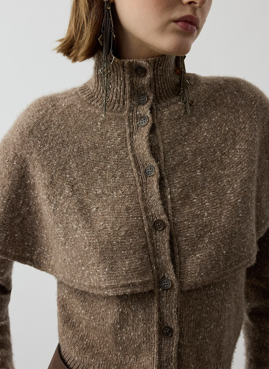 Cashmere Donegal Cape Cardigan Sweater - Ralph Lauren Collection