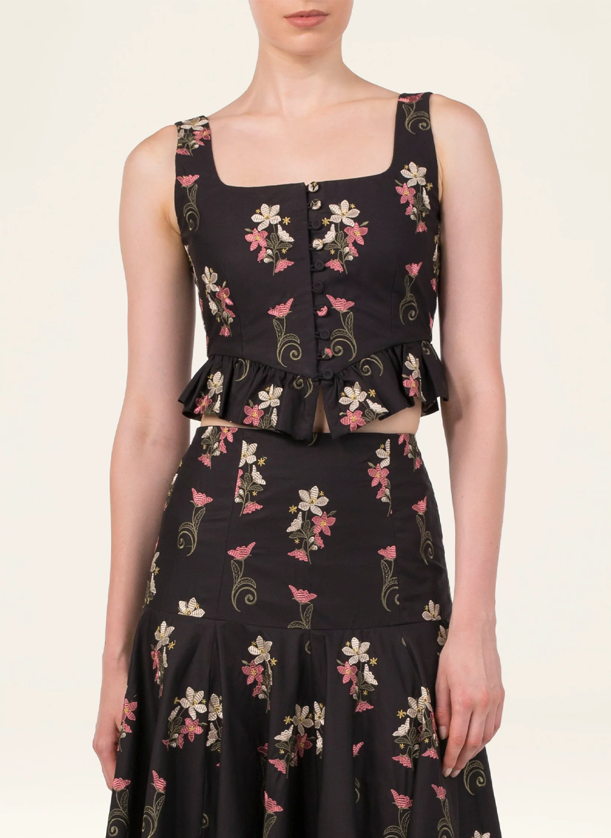 Eslabon Noche Cropped Poplin Top - Agua by Agua Bendita