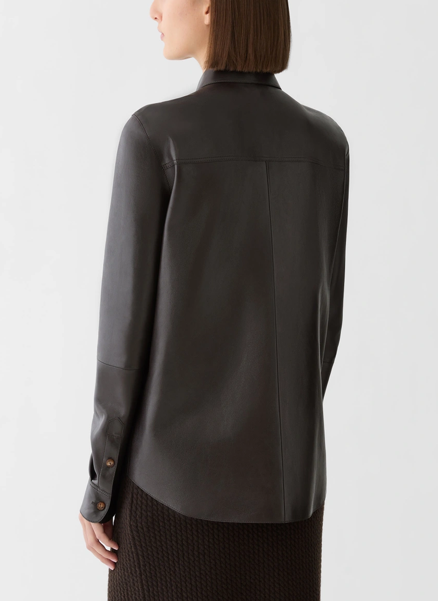 Nappa Leather Flap Pocket Shirt - Lafayette 148 New York