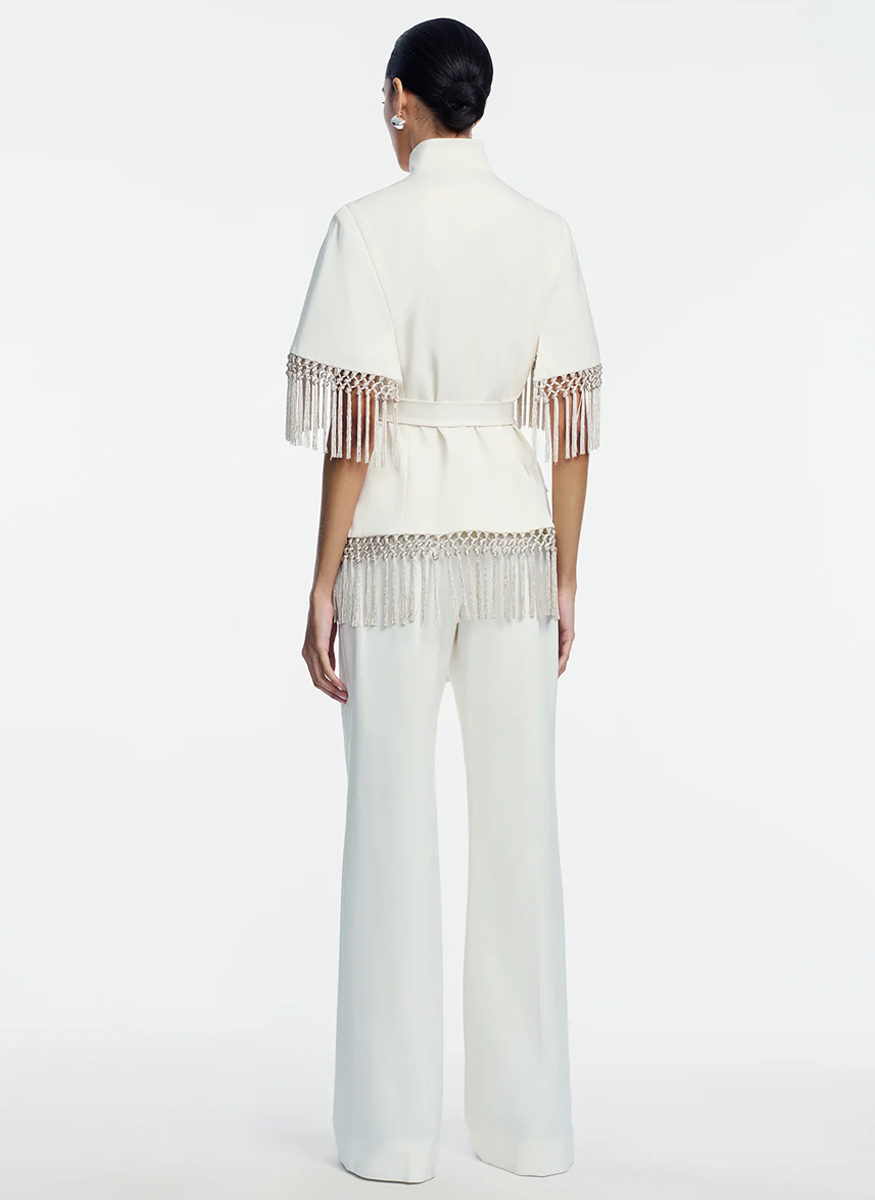 Stretch Cotton
Fringed Cape - Lela Rose