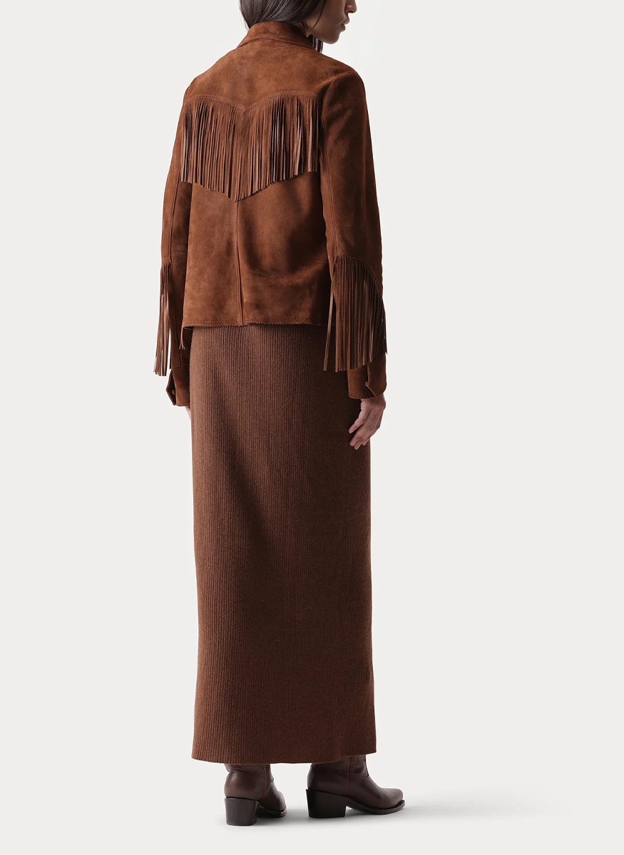 Deva Suede Jacket with Fringe - Fortela