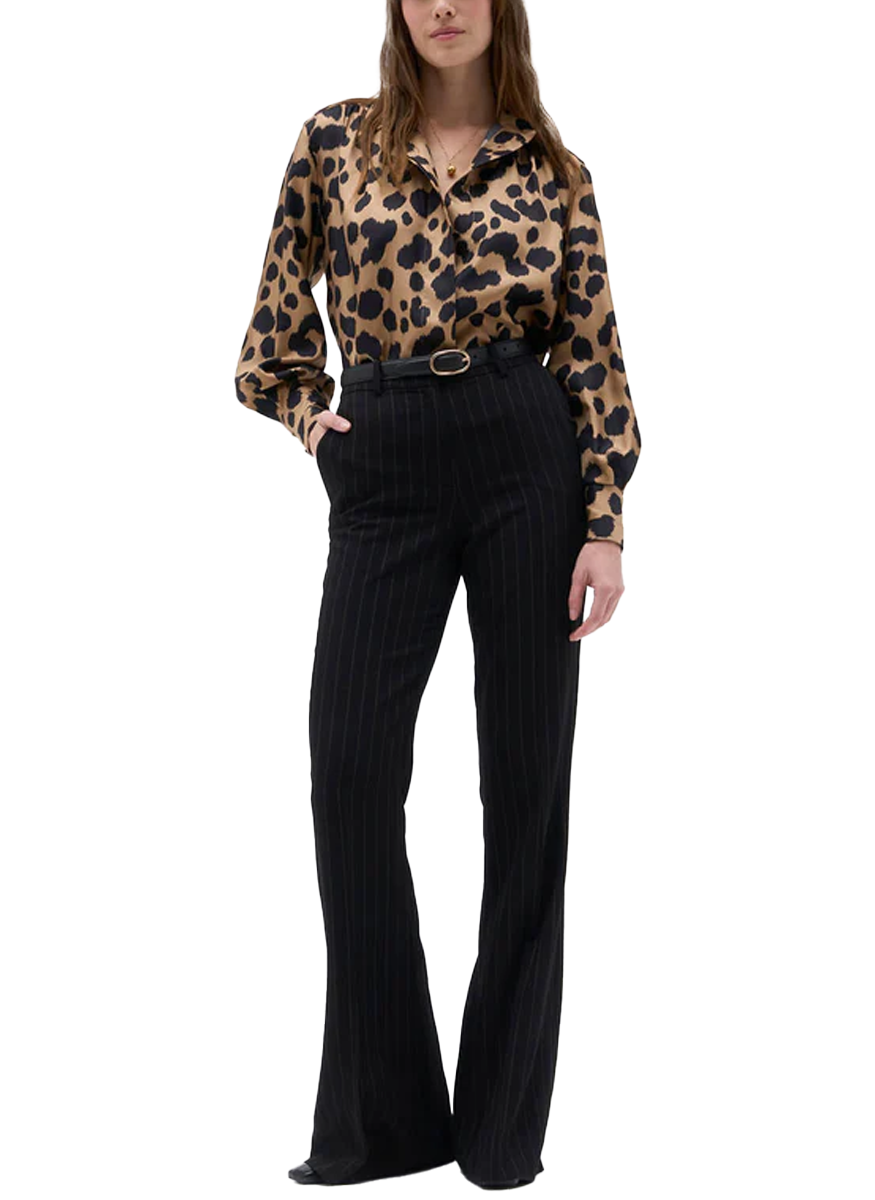 Charlie Leopard Print Silk Blouse