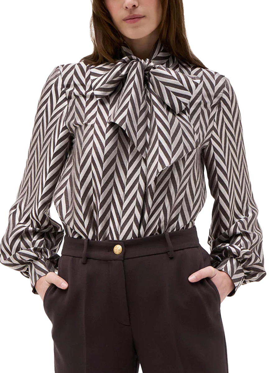 Rose Chevron Bow Blouse