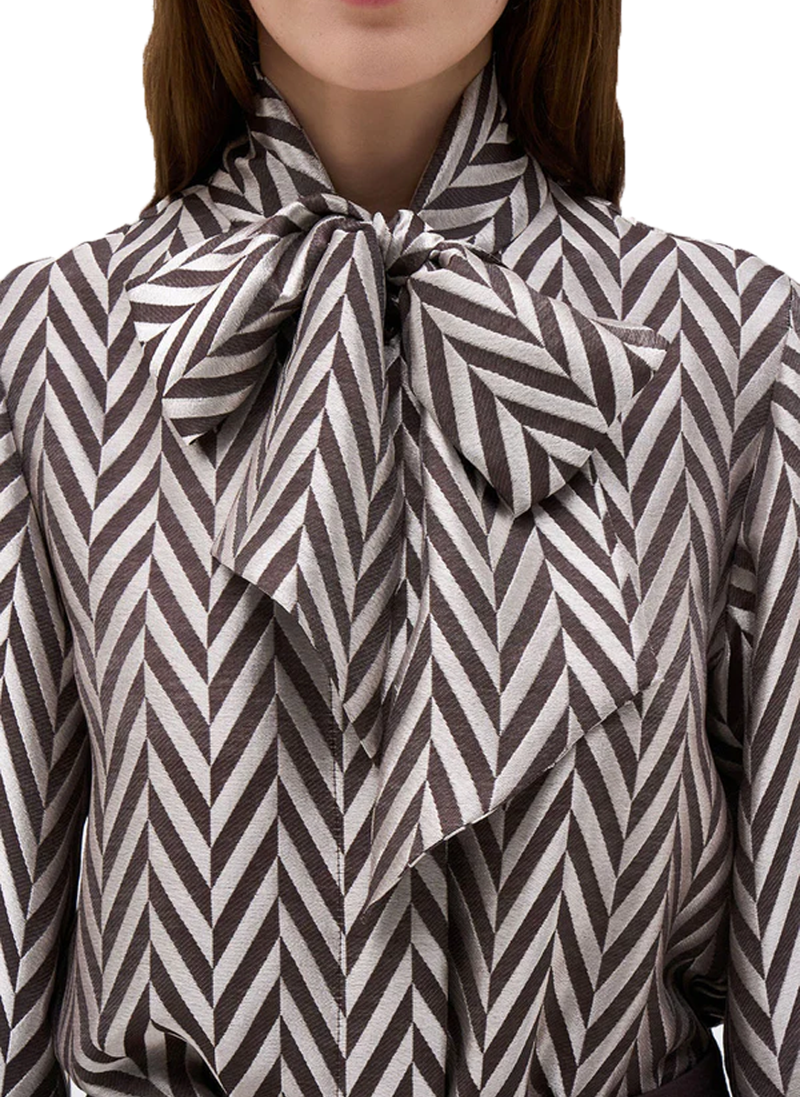 Rose Chevron Bow Blouse - DMN Paris