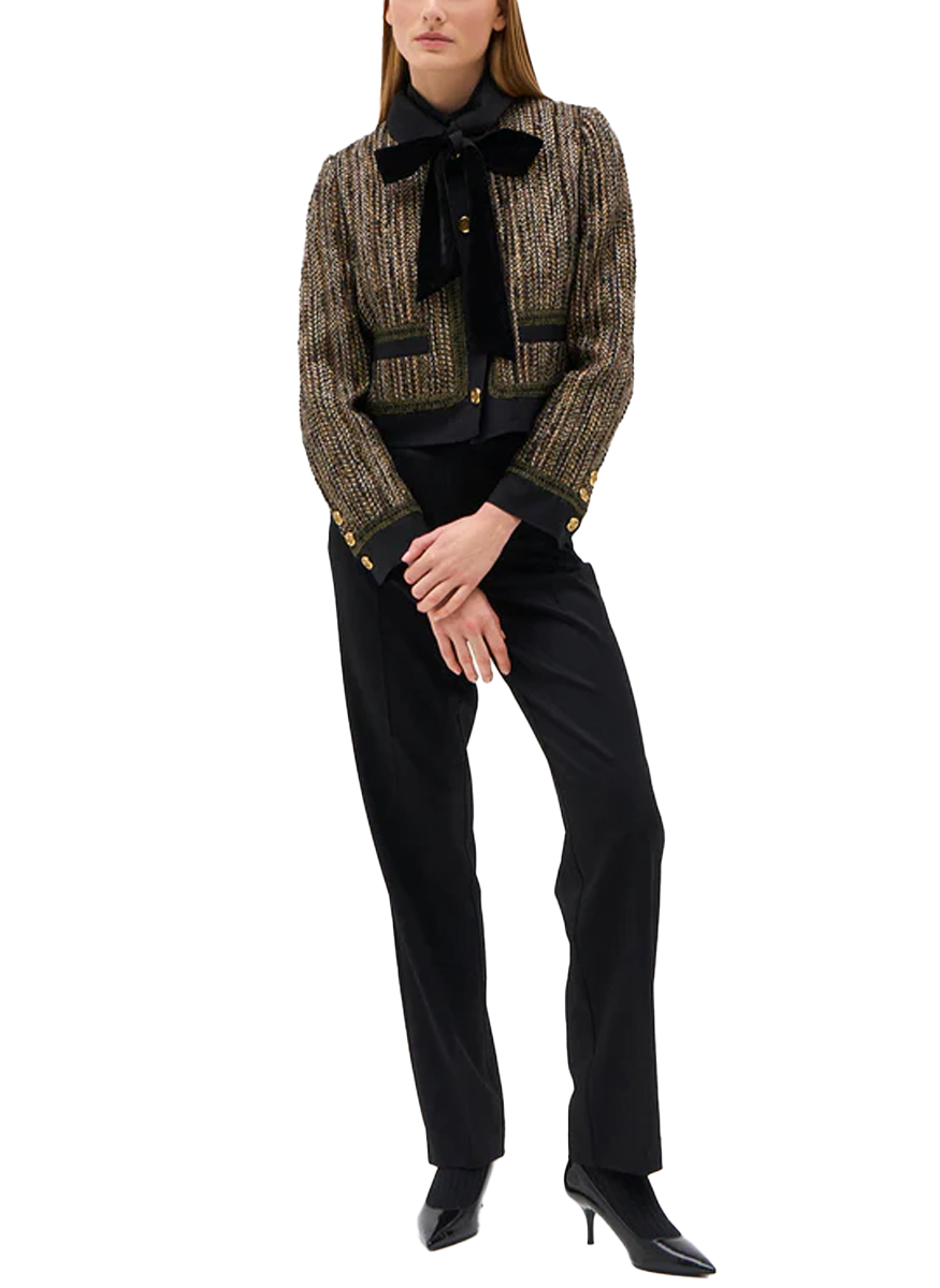 Carla Tweed Jacket with Velvet Tie