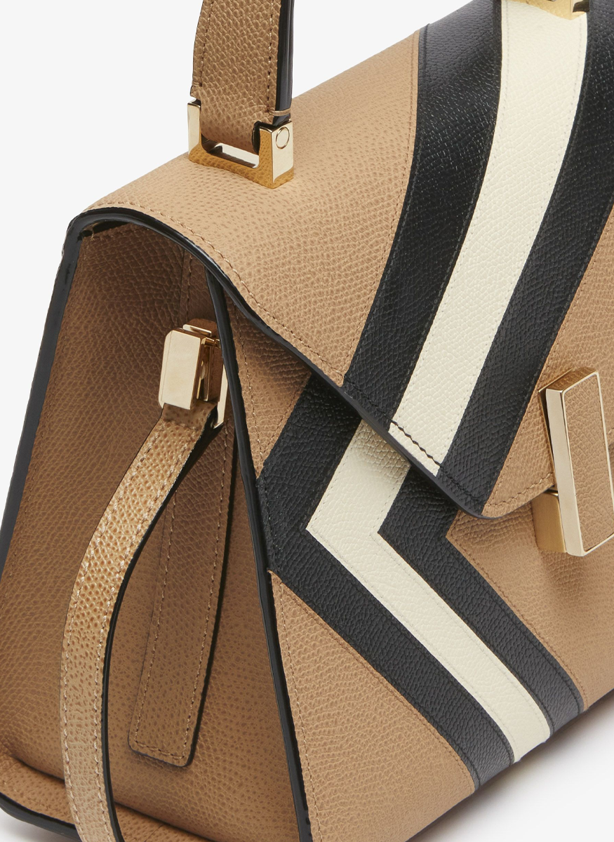 Iside Intarsia V-Stripes Top Handle Bag - Valextra