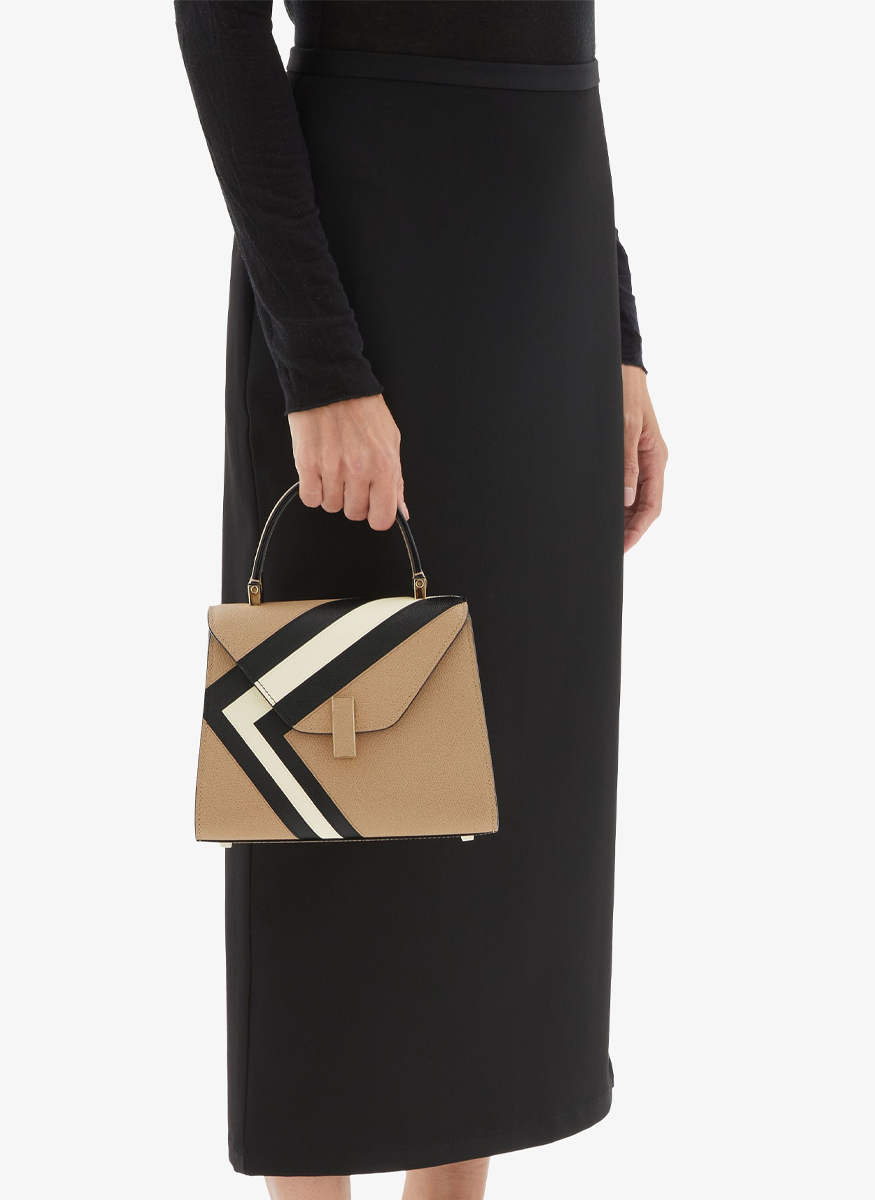 Iside Intarsia V-Stripes Top Handle Bag