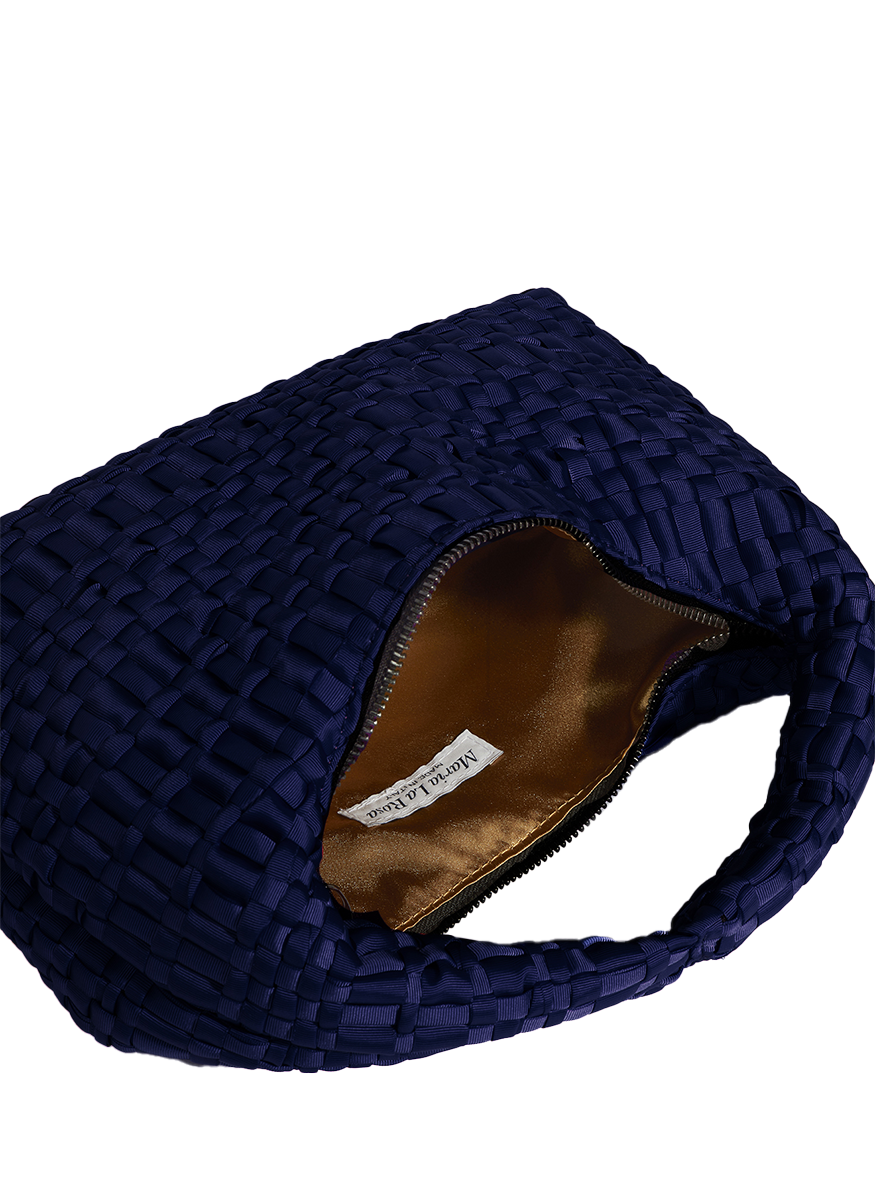 Rebirth Bow Ribbon Shoulder Bag in Navy - Maria La Rosa