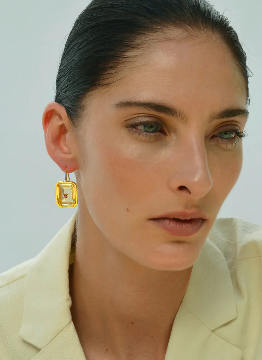 Tile Earrings in Citrine - Lizzie Fortunato