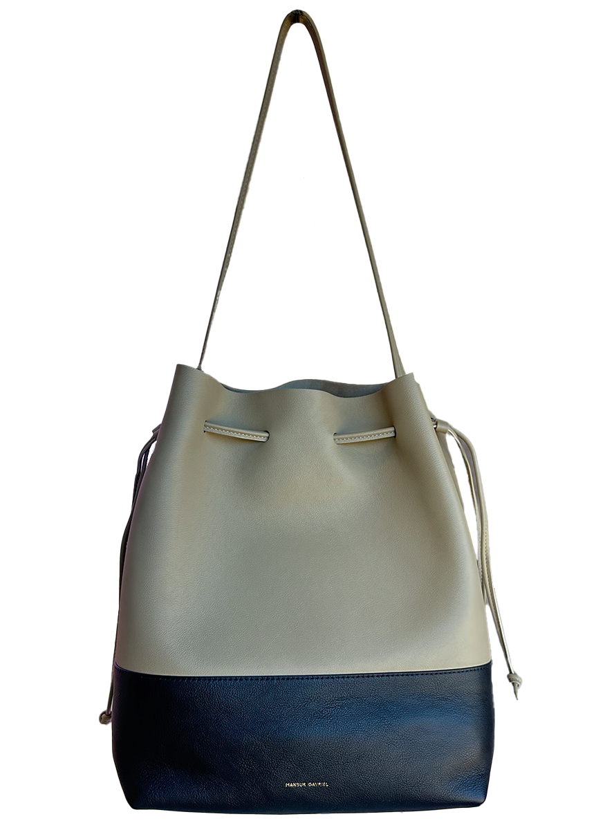 Cabas Bicolor Leather Bucket Bag